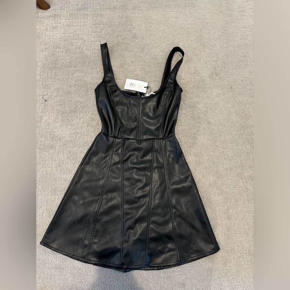 WEWOREWHAT black vegan leather dress